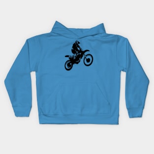 Moto X  Dirt Bike Monotone Vector Art - Black Kids Hoodie